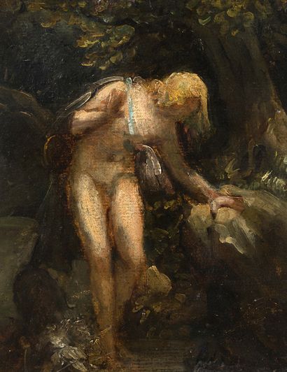 Théodore GÉRICAULT (Rouen, 1791 - 1824, Paris) Narcisse se mirant dans l'eau ou Le...