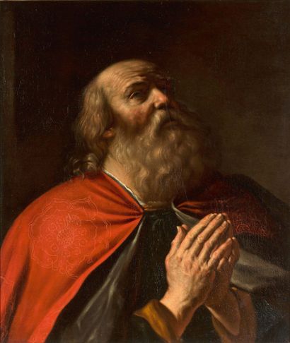 Giovanni Francesco BARBIERI, DIT LE GUERCHIN (Cento 1591 - 1666, Bologne) 大卫王在祈祷
布面油画
77...