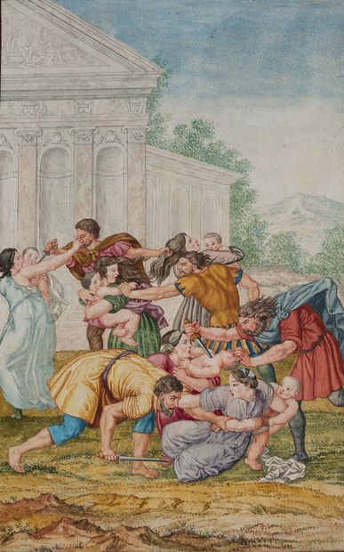 ECOLE CHINOISE DU XVIIIe Siècle The Massacre of the Innocents
Gouache on vellum and...