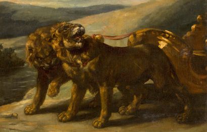 Théodore GÉRICAULT (Rouen, 1791 - 1824, Paris) Deux lions tirant un char d'après...