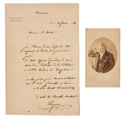 DAGUERRE Louis-Jacques-Mandé (1787 - 1851) L.A.S., «Daguerre» Paris 4 février 1828,...