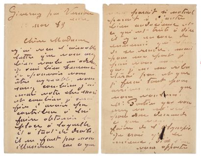 MONET CLAUDE (1840 - 1926) L.A.S. «Claude Monet», Giverny 1er mars 1889, à Suzanne...