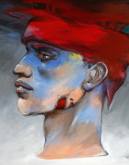 Enki BILAL (né en 1951) "Oxymore Skin 3"
Colored acrylic on canvas.
Signed and dated...