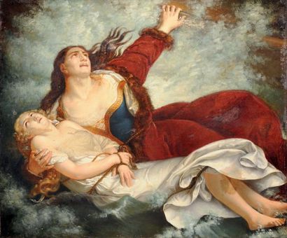 SCHEFFER Ary (1795-1858), attribué à Le sauvetage Huile sur toile 54 x 65 cm Huile...