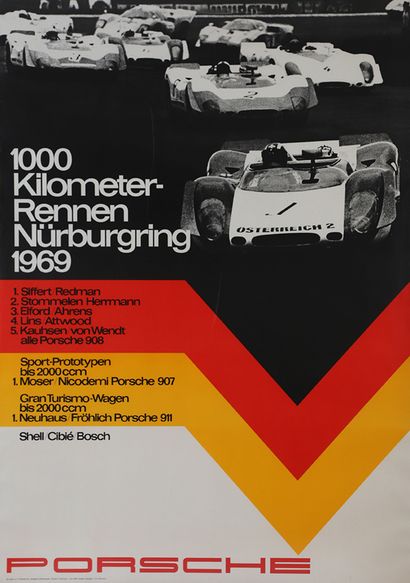 保时捷

纽博格林1,000公里

原始海报，1969年

打印机斯图加特祖芬豪森，Atelier...