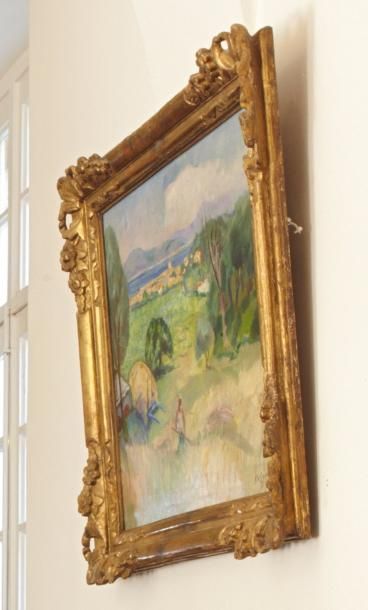 Charles CAMOIN (1879-1965) Faneur au dessus de Saint Tropez. Huile sur toile, signée...