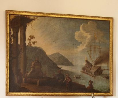 DAROIO école Napolitaine 1660 Cardage d'un bateau en Méditerranée Vaisseau dans une...