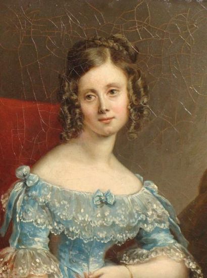 Ecole française du XIXème Portrait présumé de la Comtesse de Leyde Huile sur toile...