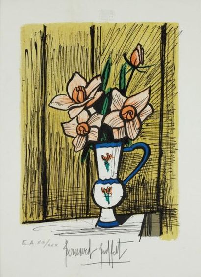 Bernard BUFFET (1928-1999) Vase de fleurs Lithographie, numérotée EA XIII/XXX, contresignée...