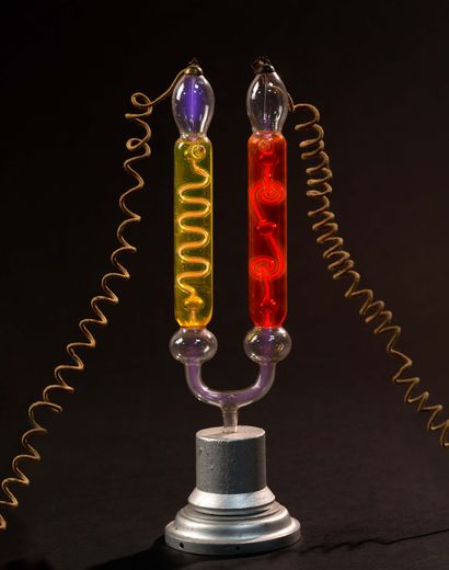 Geissler tube in horseshoe With two fluorescent...