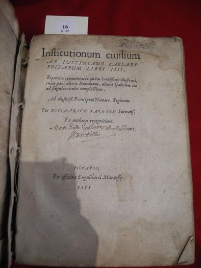 BARON, EGUINAIRE Institutionum civilium ab iustiniano Caesare editarum libri IIII....