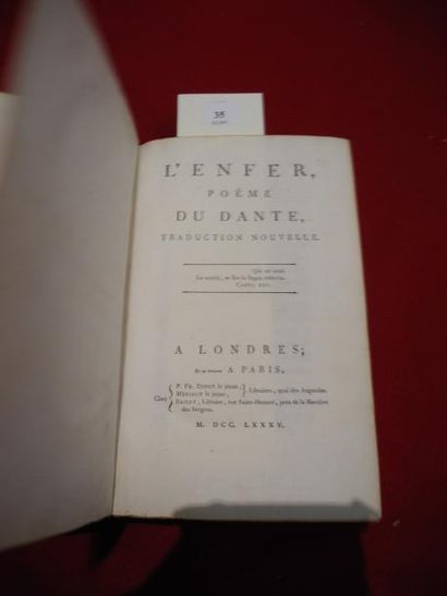 DANTE L'Enfer, poème du Dante, traduction nouvelle. Londres - Paris, P. Fr Didot...