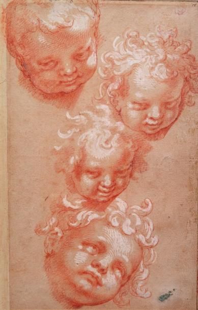 Abraham BLOEMAERT (1564-1651) Recto: quatre études de têtes d'enfant Verso: personnage...