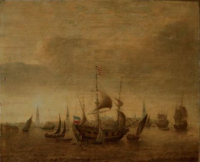 Ecole hollandaise vers 1640 suiveur de Cornelis CLAESZ VAN WIERINGEN Vaisseaux en...