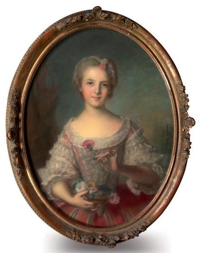 D'après NATTIER Portrait de Louise-Marie de France, fille de Louis XV Pastel de forme...