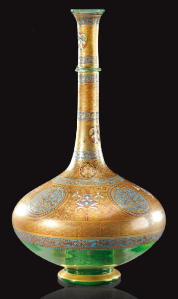 PHILIPPE-JOSEPH BROCARD (mort en 1896) Important vase bouteille à panse bombée et...