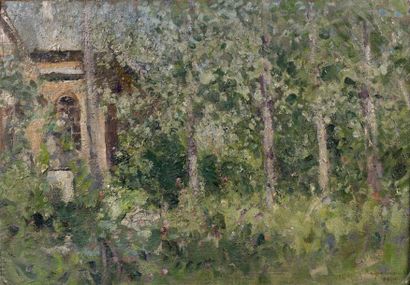 Konstantin Alexeievitch KOROVIN (1861-1939) Le jardin Huile sur toile marouflée sur...