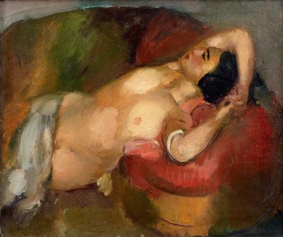 Henri OTTMANN (1877-1927) Nu allongé Huile sur toile, certifiée au dos par Marianne...