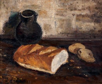 Gaston SEBIRE (1920-2001) La miche de pain Huile sur toile, signée en bas à gauche...