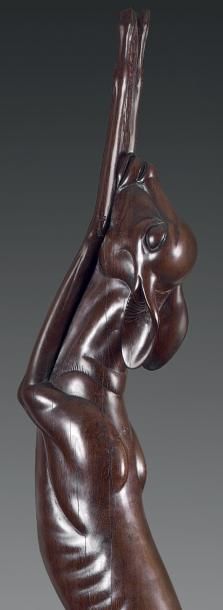 Georges ARTEMOV (1892-1965) Impala Sculpture en bois exotique vers 1930, signée sur...