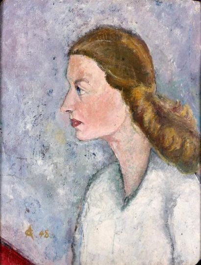 Attribué à Alexandru CIUCURENCU (1903-1977) Ecole roumaine Portrait de femme, 1948...