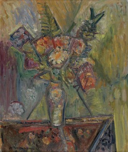 Pinchus KREMEGNE (1890-1981) Fleurs Huile sur toile, signée en bas à gauche 53.5...