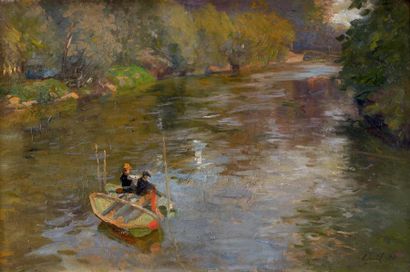 Elie Anatole PAVIL (1873-1948) Les pêcheurs, 1911 Huile sur toile, signée et datée...