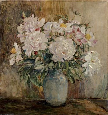 Boris Ivanovitsch PASTOUKHOFF (1894-1974) Bouquet de pivoines Huile sur toile, signée...