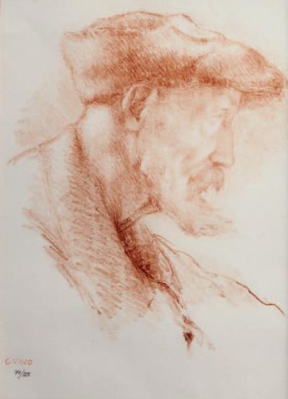 Richard GUINO (1890-1973) Portrait de Renoir Lithographie Signée en bas à gauche...