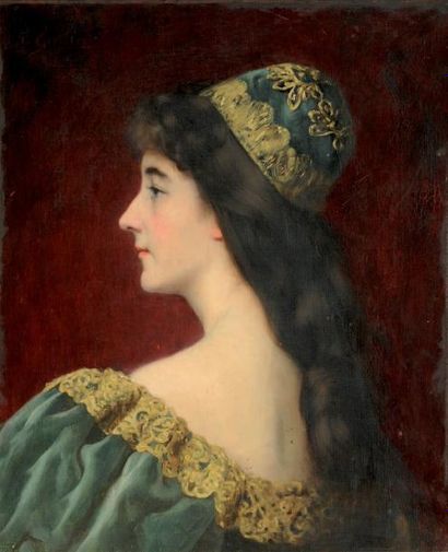 LOUIS GALLIAC (1849-1934) La Vénitienne Huile sur toile Signé en haut à gauche 45...