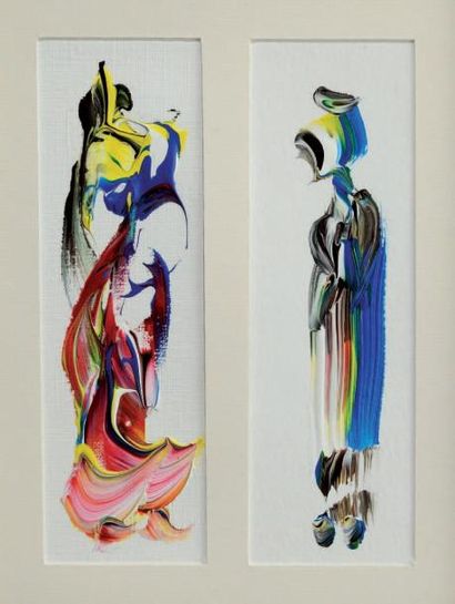 Gabriel BONNET (XXe) Compositions Acrylique Signée au dos Datée 2009 17,5 x 5,5 cm...