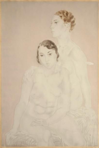 Léonard Tsuguharu FOUJITA (1886-1968) Couple nu Lithographie Signé en bas à droite...