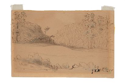 MILLET JEAN-FRANÇOIS (1814-1875). "Carrefour de l'épine, forêt de Fontainebleau"....