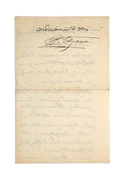 CÉZANNE PAUL (1839-1906). L.A.S. "P. Cézanne", Tholonet, September 8, 1897, addressed...