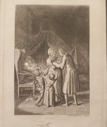 Daniel CHODOWIECKI (1726-1801) Deux scènes : personnages ou nouveau né présenté à...