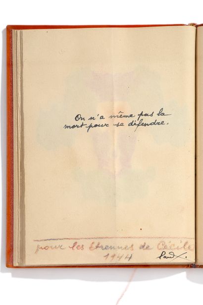 ELUARD Paul (1895-1952) 
Manuscrit-peinture, confrontant des vers de Michaux, de...