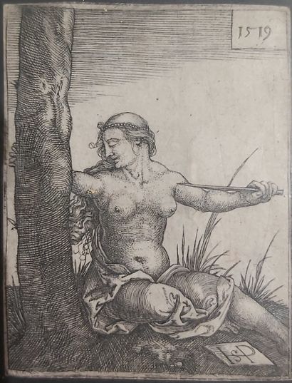Hans Sebald Beham (1500-1550) Lucrèce. 

Burin. Belle épreuve coupée sur le trait...