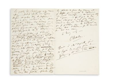 BAUDELAIRE Charles (1821-1867). L.A.S. "Charles", s.l., Friday, July 1, 1853, addressed...
