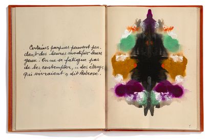 ELUARD Paul (1895-1952) 
手稿-绘画，面对米肖的诗句，由保罗-艾吕雅和9幅原始水粉画组成，题为 "亨利-米肖的几只动物"。10页，12开本（16.5...