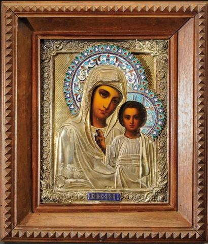 null Belle icône de la Vierge de Kazan. Russie 20ème siècle Vierge du type Hodiguitria...