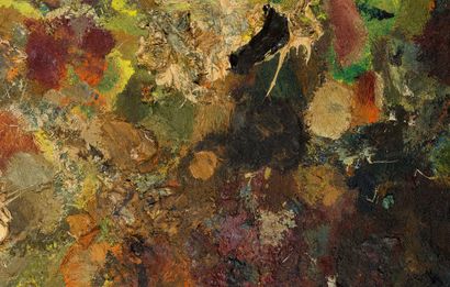 MAI trung THU (1906-1980) Palette de l'artiste Bois, pigments à l'huile 37,4 x 54,2...