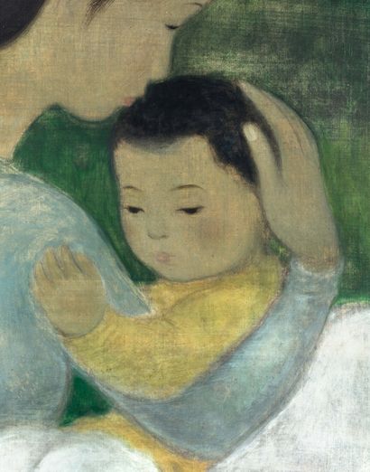 Vũ Cao Đàm (1908-2000) Maternité, circa 1950 Encre, couleurs et légers réhauts de...