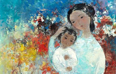 Vũ Cao Đàm (1908-2000) 
Maternité, 1961

Huile sur toile, signée et datée en bas...