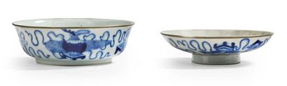 Chine pour le Vietnam XIXe siècle 
Bol couvert en porcelaine bleu-blanc, à décor...