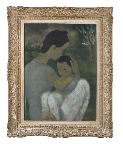 Vũ Cao Đàm (1908-2000) Maternité, circa 1950 Encre, couleurs et légers réhauts de...