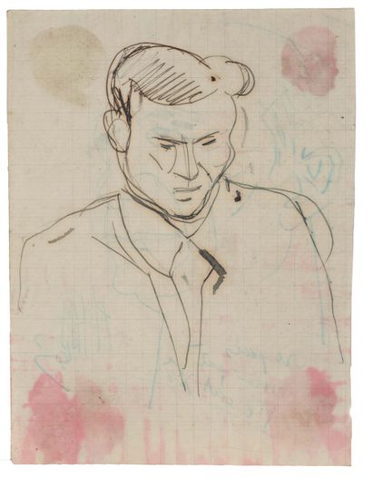 BÙI XUÂN PHÁI (1920-1988) * Portrait de Picasso, 1963 Encre bleue sur papier, titrée,...