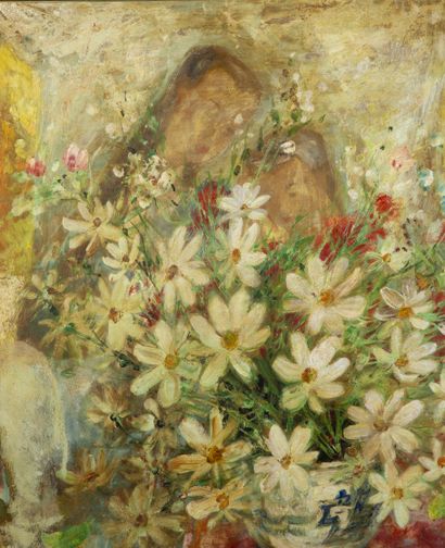 LE PHO (1907-2001) *家庭
粘贴在伊索尔上的丝质油画，右下方有签名

72.5 x 92 cm 



丝绸上的油彩，装裱在is...