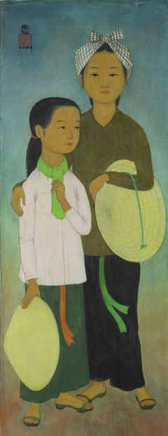 MAI TRUNG THỨ (1906-1980) 
青年女工，1974

丝绸上的水墨和色彩，左上方有签名和日期，背面有标题和日期

65 x 27 cm -...