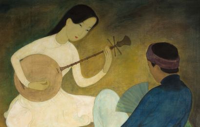 MAI TRUNG THỨ (1906-1980) 
Mélodie, 1950 

Encre et couleurs sur soie, signée et...