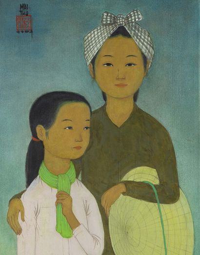 MAI TRUNG THỨ (1906-1980) 
Jeunes travailleuses, 1974

Encre et couleurs sur soie,...